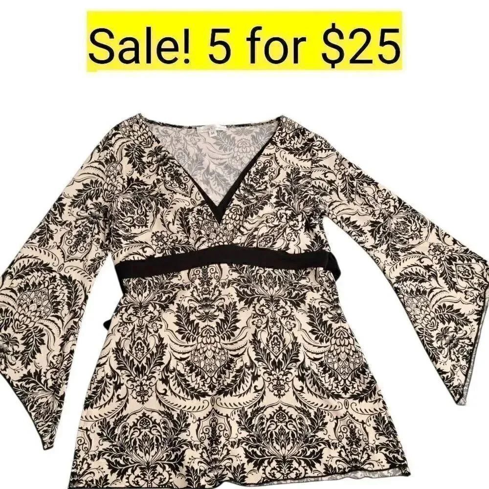 Soft Neutral Boho Cottagecore Floral Long Belle Sleeve Top on Sale 5 for $25 - Picture 9 of 9
